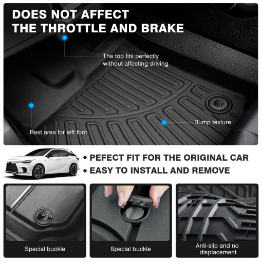 Tapetes para Piso Compatibles con Lexus RX RX350 RX350h RX500h 2023 2024 (NO para RX450h+ PHEV) Accesorios Juego de Alfombrillas para la 1ra & 2da Fila Protector de Piso para Todo Clima Alfombrillas Resistentes a Todo Clima - Imagen 4