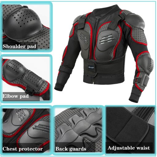 Chaqueta de Moto Infantil para Ninos, Proteccion para el Pecho y la Espalda para Moto, Chaqueta de Armadura Completa para Nino para Ciclismo MTB ATV Skate Esqui - Imagen 3