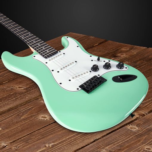Kit de Guitarra Electrica de 39 pulgadas LyxPro con Amplificador de 20w, Todos los Accesorios, Afinador Digital de Pinza, Seis Cuerdas, Dos Puas, Barra de Tremolo, Correa para el Hombro, Bolsa de Estuche Kit de Inicio Tamano Completo - Verde - Imagen 4