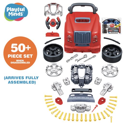 Juguete Motor de Camion Grande Interactivo de Mentes Juguetonas para Niños - Kit Completo de Reparacion Mecanica con Partes Removibles, Luces, Sonidos, Herramientas, Constructor de Motor para Niños - Imagen 6
