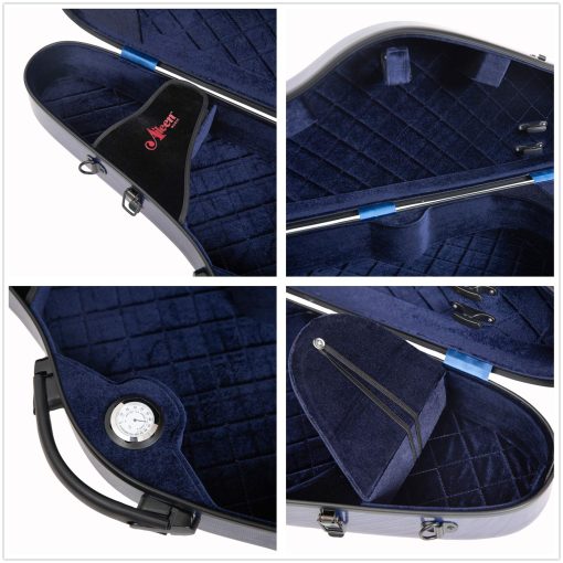 Estuche Aileen CSV-F18 para Violin 4/4 de Tamaño Completo de Lujo con Higrometro Suspension, Morado - Imagen 5