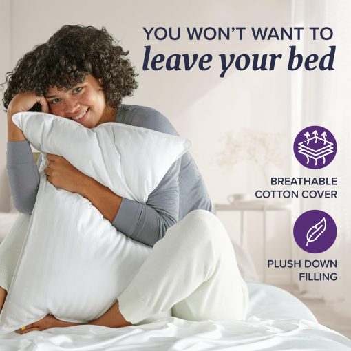 Juego de 2 Almohadas Beckham Hotel Collection para Cama Queen/Estandar - Almohada de Plumas para Dormir - Para Dormir Boca Arriba, Boca Abajo o de Lado - Imagen 5