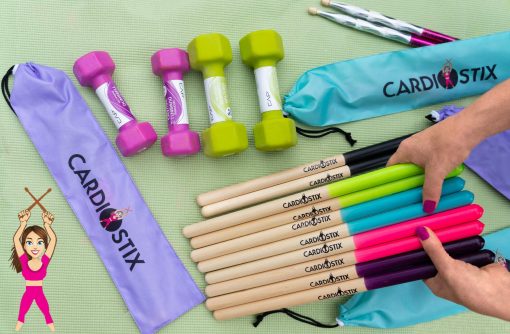 Baquetas de Tambor CardioStix de American Hickory Wood Premium de Mayor Peso de 8 oz (1 PAR A ELEGIR) | Para Tamborileo, Fitness, Clase Aerobica, Ejercicios (Estandar Morado) - Imagen 2