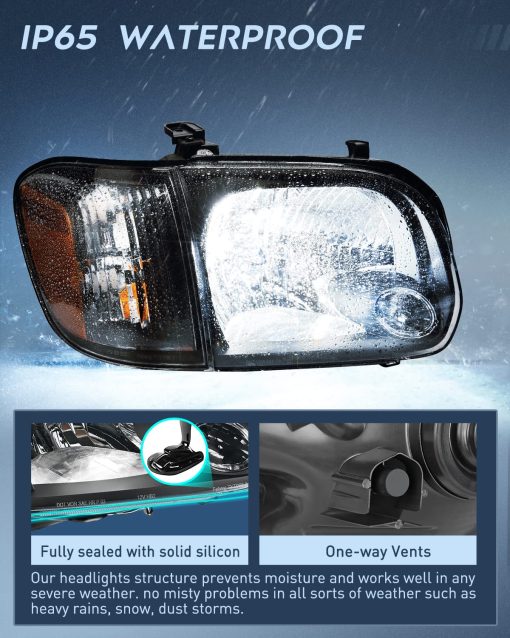 Conjunto de Faros Nilight para Toyota Tundra 2005 2006 Cabina Doble de 4 Puertas 2005 2006 2007 Sequoia Pickup Reemplazo de Carcasa Negra con Reflector ambar Lado del Conductor y del Pasajero, Garantia de 2 Años - Imagen 5
