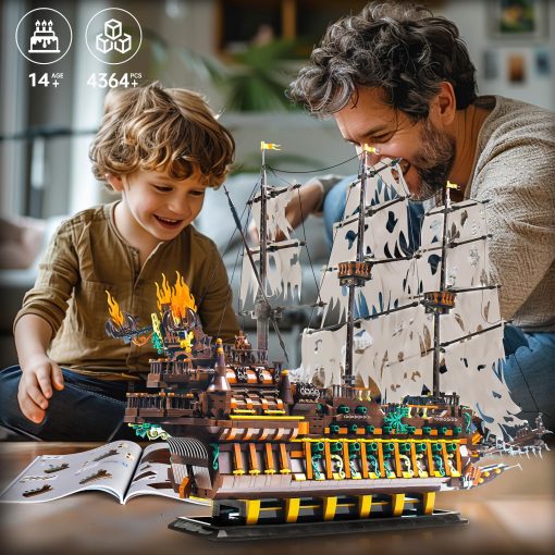 Kit de Bloques de Construccion de Modelo de Barco Pirata Mould King Large, Conjunto de Construccion de Barco Pirata Dutchman MOC para Armar, Regalo de Juguetes para Ninos de 8 anos en Adelante / Coleccionistas Adultos (4364+ Piezas) - Imagen 7