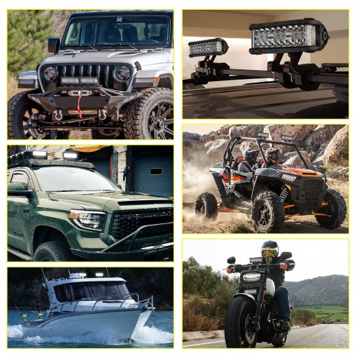 Niking Auto Barra de Luz LED, 8 Pulgadas 102W Triple Fila Luces LED Laterales Shooter para Off Road Spot Flood Combo Impermeable Luces de Conduccion para Jeep Camiones ATV UTV SUV Tractor Pickup Barco Motocicleta - Imagen 9