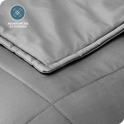 Manta ponderada Bare Home 100% algodon natural con cuentas de vidrio no toxicas 80"x87" 25 libras, Gris Claro - Imagen 6