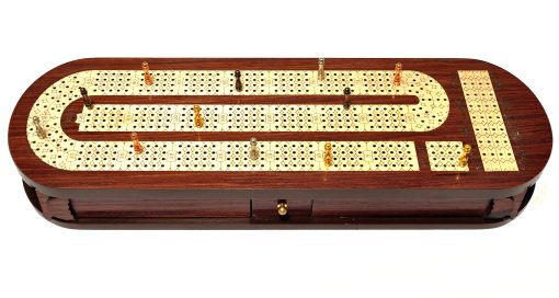 Tablero de Cribbage de Madera de 4 Pistas de Palm Royal Handicrafts Hecho con Madera de Palisandro y Madera de Arce. Almacenamiento Disponible. Tablero de Cribbage de Madera - Imagen 3
