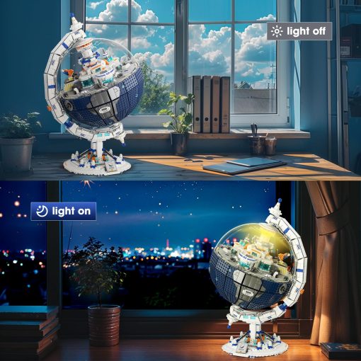 Set de construccion de la Estacion Espacial NUTCRACKER Globe para Adultos, Modelo de Bloques de Globo Terrestre Giratorio 360? con Luz, Kit de Construccion de Estacion Espacial Planetaria, Regalo de Cumpleanos Navideno para Nino Nina 14+ (2803 Piezas) - Imagen 5