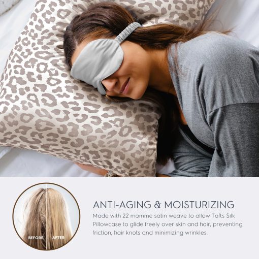 Funda de Almohada de Seda Tafts - 22mm 100% Pura Seda de Morera 6A Funda de Almohada de Seda para Cabello y Piel con Cierre de Sobre, Refrigerante, Natural, Organica, Funda de Almohada de Seda de Doble Cara (Leopardo, King 20x36, 2pc) - Imagen 3