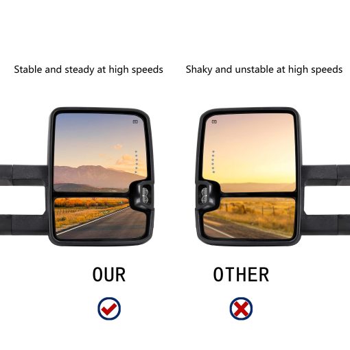 Espejo de Remolque para Silverado Sierra - Compatible con Chevy Silverado GMC Sierra 1999-2002 Espejo de Remolque con Cristal Calefactado Ajustable con Senal de Giro Luz de Respaldo Espejo Lateral Extensible Par - Imagen 7