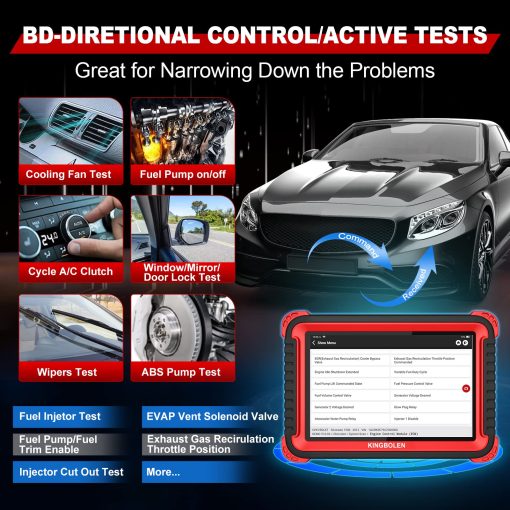 Escaner OBD2 KINGBOLEN K8, 2024 Herramienta de Escaneo Bidireccional 34+Reset, Codificacion ECU, Programa de Llaves, Funcion Guiada, Escaner de Diagnostico de Automoviles con Todos los Sistemas con 2 Años de Actualizaciones Gratuitas, Prueba Activa, AUTOAUTH de FCA - Imagen 3