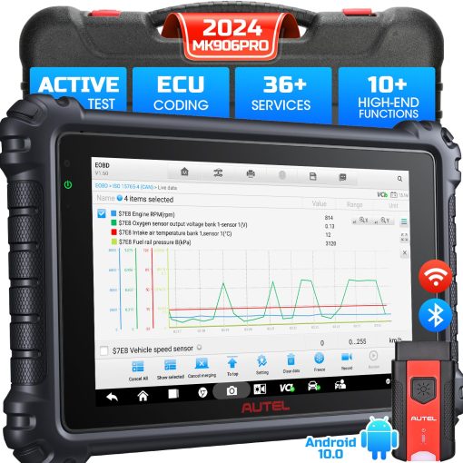 Escaner Autel MaxiCOM MK906 Pro: Actualizacion 2024 de Android 10 de MS906 PRO, Codificacion Avanzada de ECU 36+ Servicios, 3000+ Bidireccionales, Auto Scan 2.0 Actualizacion de MK908S MS906BT MK906BT Trabaja con MV105S/BT506