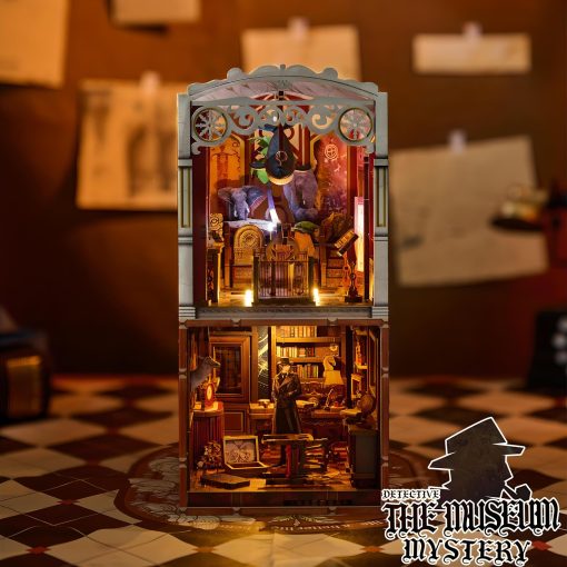 Kit de miniatura DIY Museo Misterioso con luces LED, Rompecabezas de madera 3D Libreria de Casa de Munecas Miniatura para estanteria, ideal para manualidades y decoracion del hogar, Perfectos kits de miniaturas para adultos - Imagen 4
