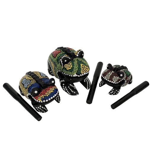 Set de 3 Guiros Raspados a Mano de Madera Pintada a Mano de World Percussion USA - Instrumento de Percusion Bloques de Tonos FRX3P1 - Imagen 3