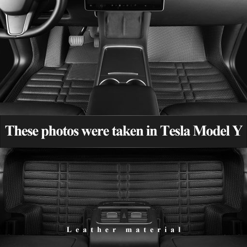 Tapetes para piso de automovil todo clima Accesorios interiores de automoviles Moldeo integrado Impermeables y resistentes al desgaste Ajuste personalizado para Tesla Model Y 2020-2024 - Imagen 2