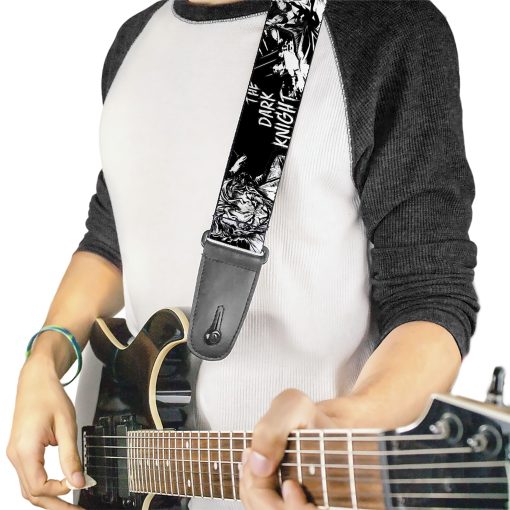 Correa de guitarra Buckle-Down DC Comics, Batman El Caballero Oscuro y Joker Sonriendo Primer Plano Negro, 2 Pulgadas de Ancho - Imagen 2