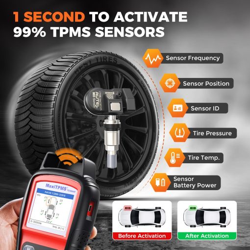 Herramienta de Reaprendizaje de TPMS Autel MaxiTPMS TS508WF: Actualizado de TS508 2024, TS501, TS408 con Activacion/Reaprendizaje de Todos los Sensores con WiFi, Programa de Sensores MX (315/433MHz), Restablecimiento/Diagnostico de TPMS, Leer/Borrar Codigos - Imagen 7
