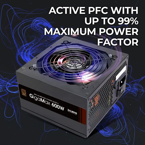 Zalman GigaMax 600W Fuente de Alimentacion 80+ Bronze, Alta Eficiencia Estable, Garantia de 5 Anos, PSU Certificada 80 Plus, Hasta 87% de Eficiencia, No Modular (600 Watts) - Imagen 4