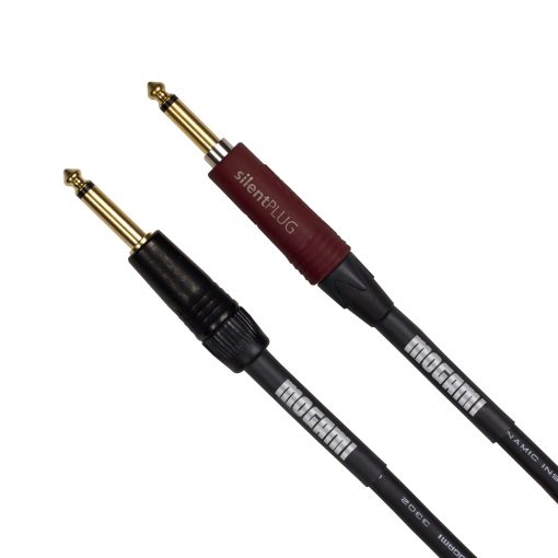 Cable de instrumento Mogami Platinum GUITAR-12, 1/4" TS Macho, Contactos Dorados, Conectores Rectos con silentPLUG, 12 pies
