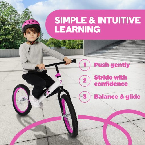 Bicicleta de Equilibrio Bixe - 16" (40.6 cm) Bicicletas de Entrenamiento para Ninos Grandes - Bicicleta de Equilibrio para Ninos Disenada para Edades de 4 a 9 - Bicicleta sin Pedales para Ninos o Ninas - Rosa - Imagen 6
