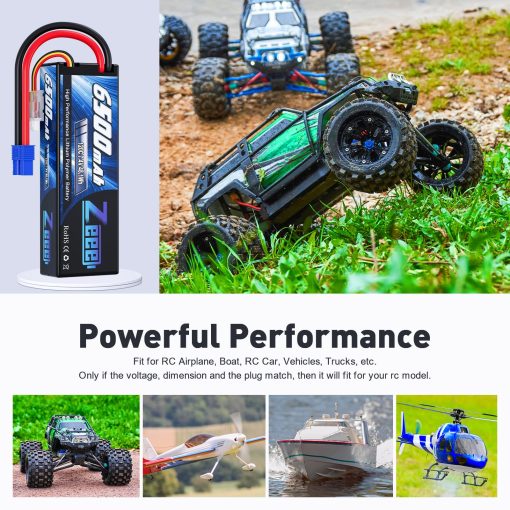 Bateria Lipo Zeee 2S 6500mAh 120C 7.4V con Estuche Rigido y Conector EC3 para Vehiculos RC Coche Camion Truggy Modelos de Carreras a Escala 1/10 (Paquete de 2) - Imagen 5