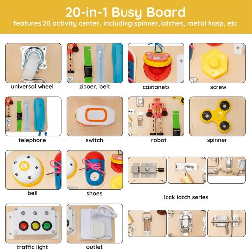 Tablero de Actividades Montessori para Ninos de NILUTO 20-en-1 Grande Juguete de Aprendizaje de Vestirse para Ninos de 1 2 3 4 Anos Tablero de Actividades para Ninos de 3 Anos Juguete Educativo para Ninos - Imagen 2