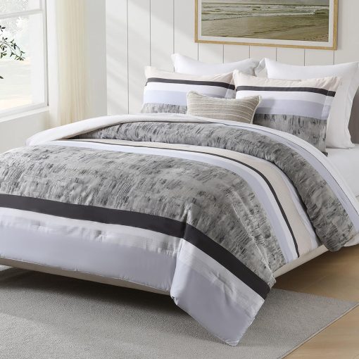 Set de Edredon Queen Size SahSahCasa - Juego de Ropa de Cama Esponjoso, Juego de Edredon de Algodon 100% para Cama Queen, Edredon Acolchado Suave con Textura Patchwork, 3 Piezas, 90"x90", Gris/Beige