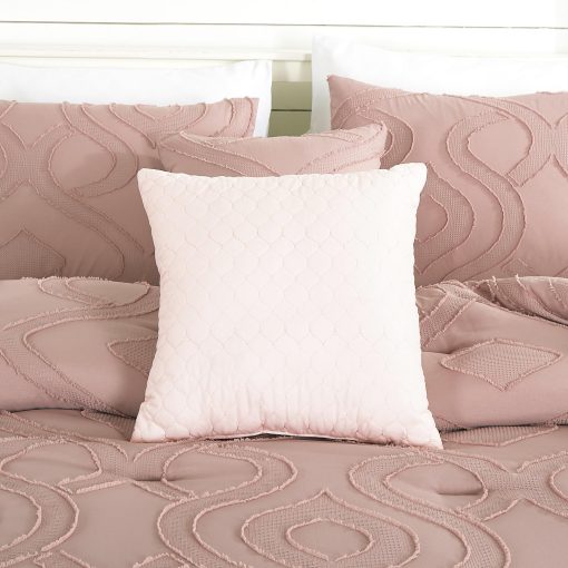 ESCA Juego de Edredon Inara Rosa Rubor de 7 Piezas, Juego de Ropa de Cama Jacquard con Clips - Tamaño King/California King - Imagen 6