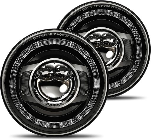 Faros LED de 7 pulgadas AUDEXEN 160W, Faros Redondos de 7" Compatibles con Jeep Wrangler JK JKU LJ CJ TJ 1997-2018 - Faros JK con Luces Diurnas/Intermitentes/Baja/Alta - Aprobados por la DOT