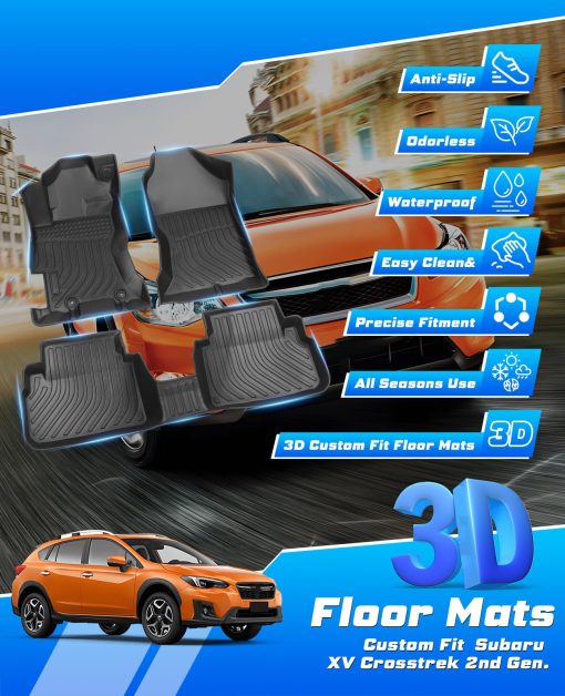Tapetes para Piso Todo Clima Sunsdrew, Ajuste Personalizado para Subaru Crosstrek 2018-2023/Impreza 2017-2023, Negro, Juego de 4 Piezas - Imagen 4