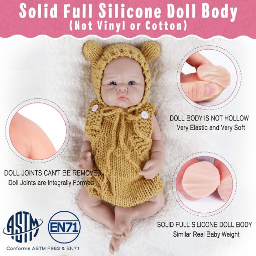 Vollence Muneco Bebe de Silicona de Cuerpo Completo Realista de 19 Pulgadas que Parece Real Nino, No de Material de Vinilo, Munecas de Bebe Realistas, Muneco Bebe Reborn, Bebe Realista - Imagen 2
