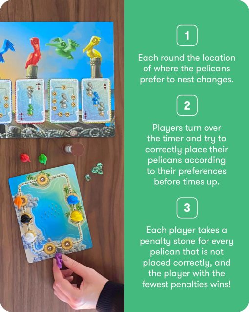 Juego de Estrategia SimplyFun Pelican Cove - Domina los Desafios de Anidacion Rapidos con Este Juego Educativo de Tablero para Edades 8+, 1-5 Jugadores - Imagen 4
