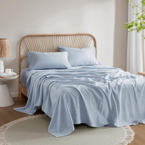 Juego de sabanas de lino organico Hyde Lane - 4 piezas Sabanas de lino de algodon tamano Queen, Mezcla de algodon de lino frances natural para todas las estaciones - Suave y transpirable, bolsillo profundo de 15" (Queen, Azul) - Imagen 7