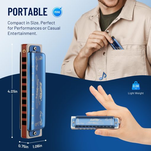 Armonica Diatonica East top en F# 10 Agujeros 20 Tonos 008K Armonica Blues con Estuche Azul, Armonica Estandar Para Adultos, Profesionales y Estudiantes - Imagen 5