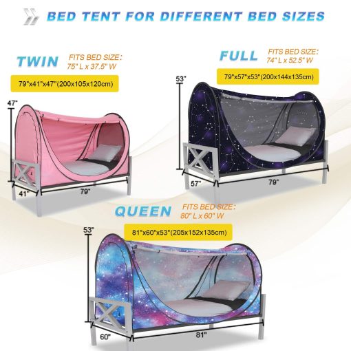 porayhut Privacy Pop up Eclipse Tienda de Cama con Cortinas (Azul, tamaño Full) - Imagen 6