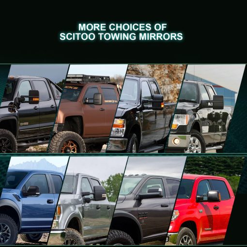 Espejos de remolque SCITOO para 2014 2500 HD 3500 HD 2007 Pickup Tahoe Suburban Avalanche Yukon XL 2008-2013 Denali con luces de reversa, senal de giro con flecha, control de potencia y calefaccion - Imagen 6