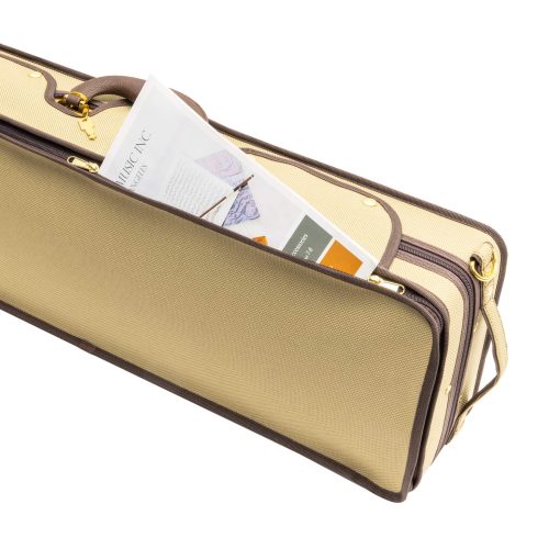 Estuche de Violin con Cubierta Dura Profesional MI&VI NF-9001 4/4 (Tamano Completo) Interior de Seda de Lujo | Espuma de Alta Densidad | Ligero | Forma Oblonga | Correas Ajustables | Higrometro | Termometro (Beige) - Imagen 4