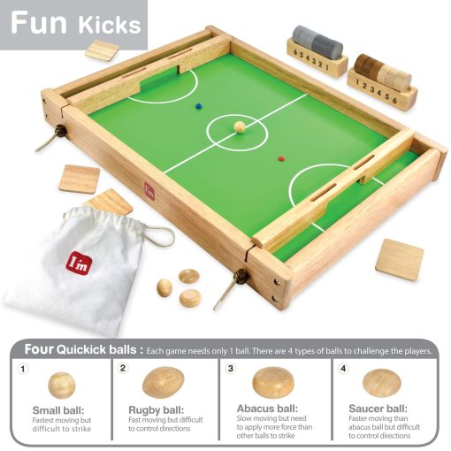 Flick n Kick: Juegos de Mesa de Madera Reversibles Multifuncionales Portatiles para Ninos y Familia - Imagen 4