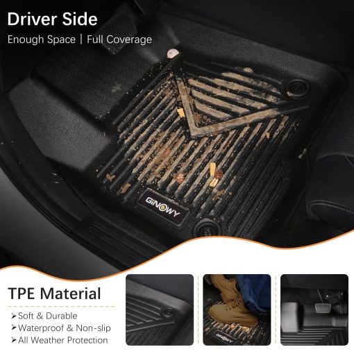 Tapetes para piso de Honda ridgeline 2017-2023 2024, TPE Proteccion para todo clima Alfombrillas de coche, Ajuste personalizado Ridgeline 2023 Forro de piso, Accesorios automotrices antideslizantes impermeables Negro - Imagen 2