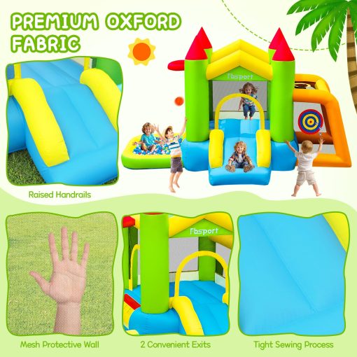 Casa Inflable con Tobogan FBSPORT para Ninos, Castillo Saltarin con Parque de Pelotas, area de Salto y Futbol, Lanzamiento de Sacos de Arena, Disparo de Pelotas, Aro de Baloncesto para Uso Interior y Exterior - Imagen 4