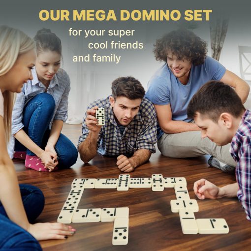 Conjunto de Mega Domino tamano Grande de 3" para Adultos y Ninos - Juegos de Mesa Clasicos de Domino Doble 6 - Set de Domino Doble Seis con 28 Fichas y Estuche de Regalo, Juegos de Mesa (MEGA) - Imagen 7