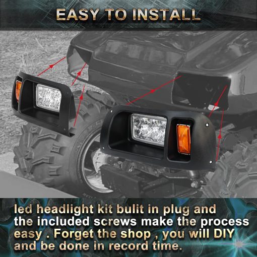 Kit de Luces LED para Carrito de Golf Orle Oko DS Compatible con Club Car DS 1993-UP Lado del Pasajero y Conductor Reemplaza Kit de Faros 12V para Club Car DS Gas y Electrico OEM 101988002 101988001 - Imagen 6