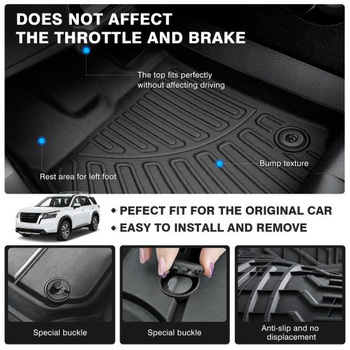 Tapetes para Piso Compatibles con Nissan Pathfinder 7 Asientos 2022-2024 Accesorios Protector para 3ra Fila Todo Clima TPE 3D Tapetes de Auto Ajuste Personalizado - Imagen 4