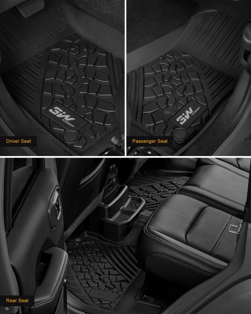 Tapetes para Jeep Wrangler JL 2018-2023 Unlimited 4 puertas (No JK o 4XE) de TPE Todo Clima para la 1ra y 2da Fila, Juego Completo de Tapetes para Auto, Negro - Imagen 3