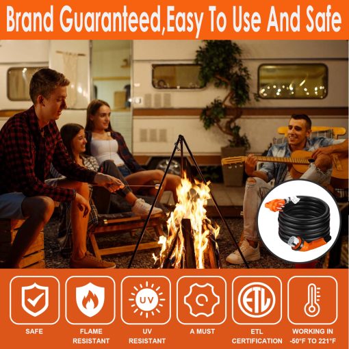 Cable de Extension para RV de 50 Amperios 15 ft, Cable de Alimentacion para RV 6/3+8/1 AWG SJTW con Mango de Agarre Twist Lock, NEMA 14-50P a SS2-50R con Lampara de Polaridad - Imagen 5