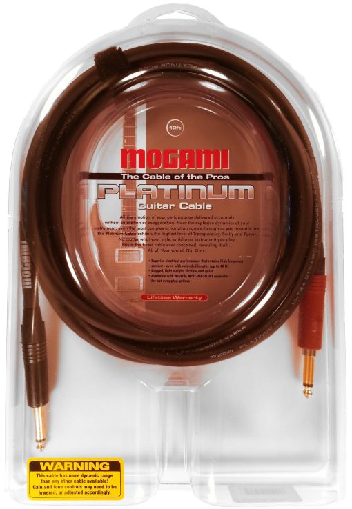 Cable de instrumento Mogami Platinum GUITAR-12, 1/4" TS Macho, Contactos Dorados, Conectores Rectos con silentPLUG, 12 pies - Imagen 2