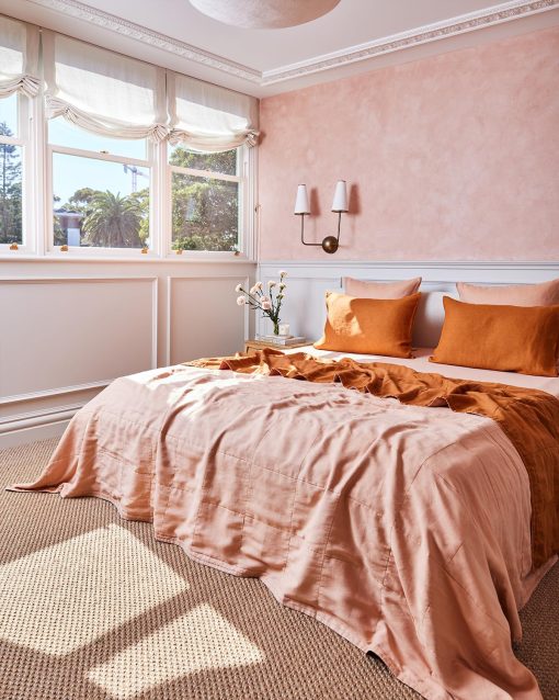 Sabana Ajustable de Lino Bed Threads - 100% Lino Frances - 170 GSM - Lujo y Eco-Amigable - Transpirable, Duradero y Suave - Solo Sabana Ajustable Individual - Lavable a Maquina - Tamano Completo - Terracota - Imagen 7