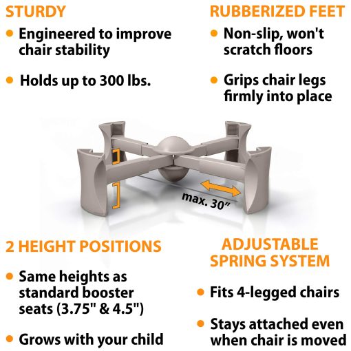 Booster para silla de comedor KABOOST, color Natural - Se coloca bajo la silla - Booster portatil para ninos pequenos y adultos - Imagen 5