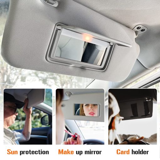 Visera solar izquierda y derecha con luz de tocador para Nissan Altima 2013-2018 sin techo solar, lado del conductor y del pasajero en gris - Reemplazo de visera solar 96400-3TA2A - Imagen 4